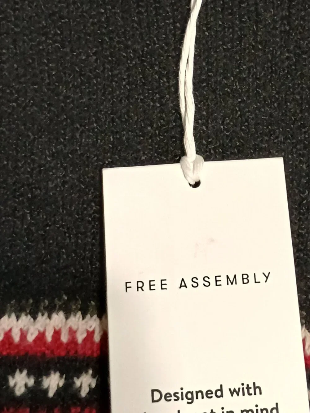 Free Assembly Men’s Fair Isle Crewneck Sweater Black Cream Red Nordic Winter NWT